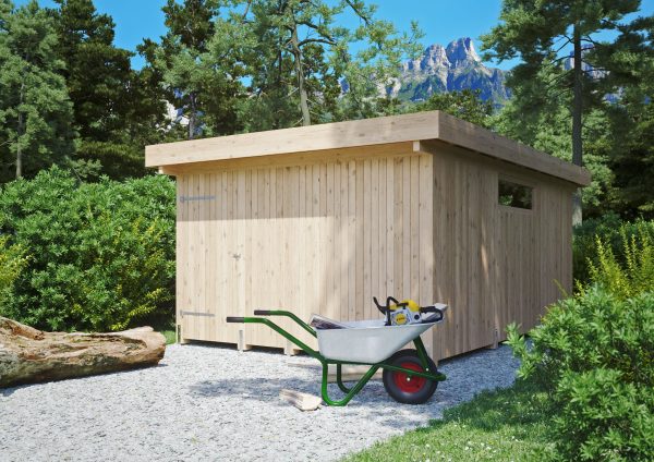 JODA Geräteraum Pritzwalk T Natur Holzblende, Flachdach Neu: mit Stahl-Trapezplatten Antikondens
