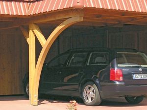 JODA Carport Pfostenbogen 11x11 r=200 cm Classic-Serie, verstärkter Sattelbalken Carportlänge K, einseitig