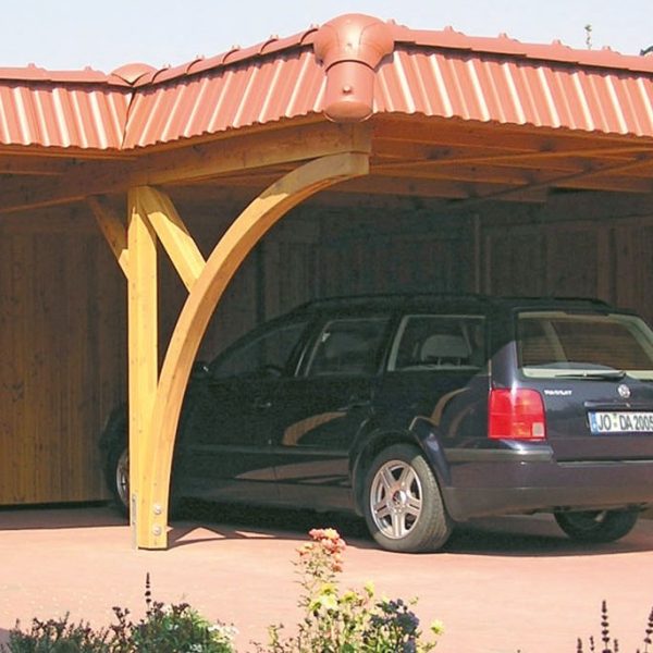JODA Carport Pfostenbogen 11x11 r=200 cm Classic-Serie, verstärkter Sattelbalken Carportlänge K, einseitig