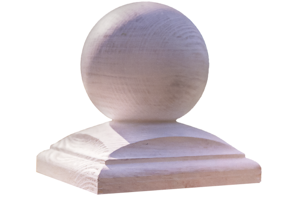 Leimholzkugel m. profilierter Abdeckpl. für 90 x 90 mm Pfosten weiß grund. VE = 020 – Bild 2