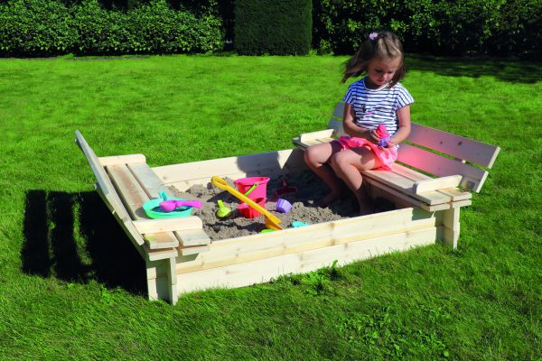 Sandkiste "Annika" Fichte naturbelassen 120 x 120 x 20 cm, kartonverpackt VE = 020 – Bild 4