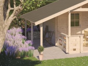 Blockhaus SD, Vordach 100 cm 130 x 248 cm