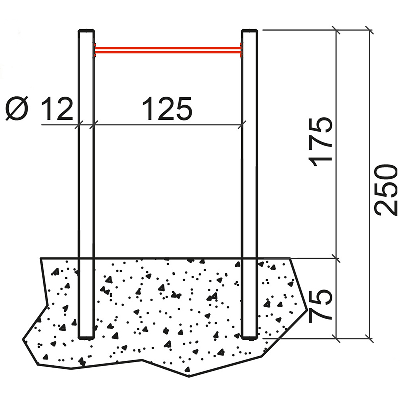Einzelreck groß, 149 x 175 cm inkl. Reckstange 125 cm mit Schrauben VE = 008 – Bild 3