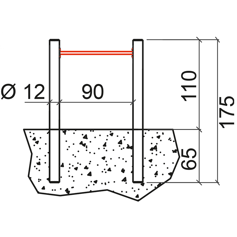 Einzelreck klein, 114 x 110 cm inkl. Reckstange 90 cm mit Schrauben VE = 008 – Bild 3
