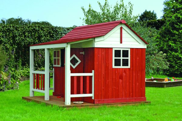 Kinderspielhaus Ida, farbvorbehandelt 200 x 180 cm - weiß/schwedenrot VE = 000 – Bild 3