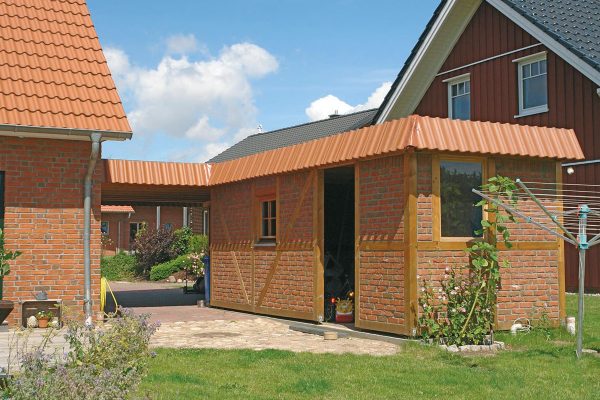 JODA Carport-Querwand 605 cm Natur-Serie, 135x135 mm für Fachwerk vorbereitet