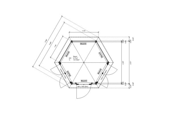 6-Eck Pavillon Dahlem Typ II Ø 300 cm in 28 mm – Bild 3