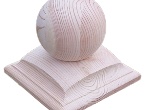 Leimholzkugel m. profilierter Abdeckpl. für 90 x 90 mm Pfosten weiß grund. VE = 020