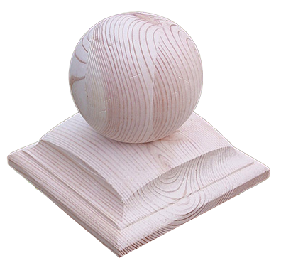 Leimholzkugel m. profilierter Abdeckpl. für 90 x 90 mm Pfosten weiß grund. VE = 020
