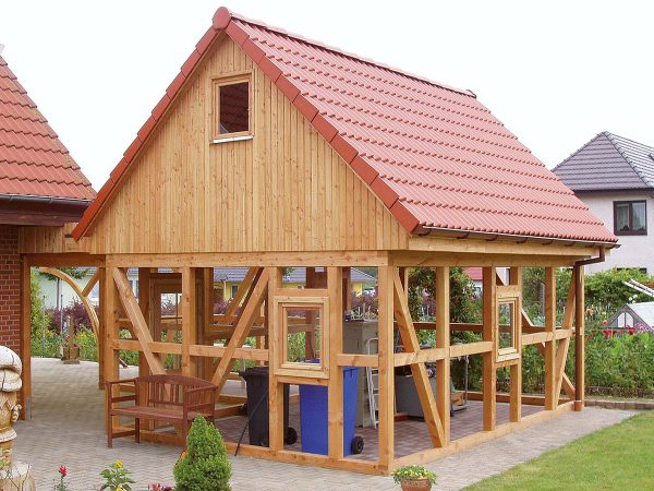 JODA Carport-Querwand 605 cm Natur-Serie, 135x135 mm für Fachwerk vorbereitet – Bild 2