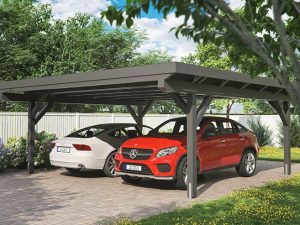 Joda Spax® Carport Heidelberg Holzblende Flachdach Perfect DAM 625x600 cm mit EPDM-Folie