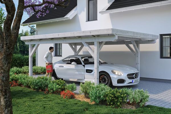Joda Spax® Carport Heide Holzblende Flachdach Master DAM 420x600 cm mit EPDM-Folie