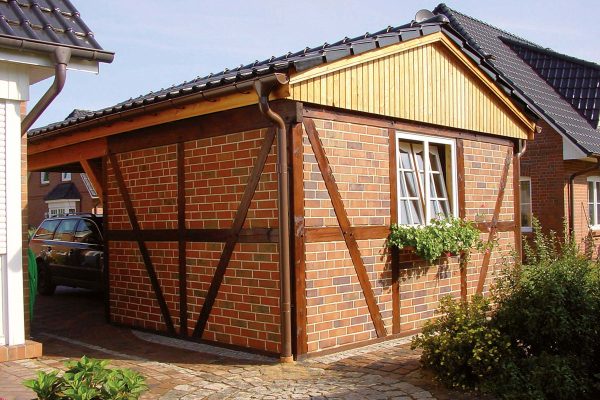 JODA Carport-Querwand 605 cm Natur-Serie, 135x135 mm für Fachwerk vorbereitet – Bild 3