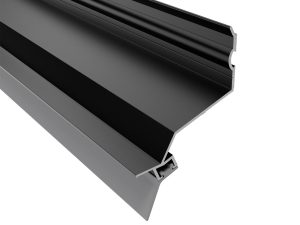 Alu-Wandanschlußprofil, perlgrim | L= 7100 mm mit Aufkantung u. heller Lippendichtung