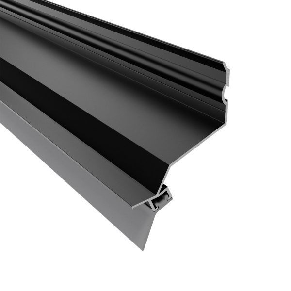 Alu-Wandanschlußprofil, perlgrim | L= 7100 mm mit Aufkantung u. heller Lippendichtung