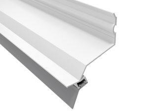 Alu-Wandanschlußprofil, RAL 9016 | L= 7100 mm mit Aufkantung u. heller Lippendichtung
