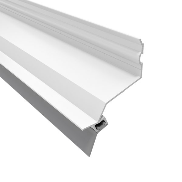 Alu-Wandanschlußprofil, RAL 9016 | L= 5100 mm mit Aufkantung u. heller Lippendichtung