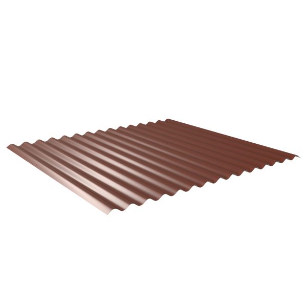 W-1/1064LA, RAL 8012-rotbraun Profil 76/18-Sinus, D=0,50 mm, 60µm Puramid/RSB