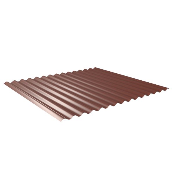 W-1/1064LK, RAL 8012-rotbraun Profil 76/18-Sinus, D=0,50 mm, 60µm Puramid/RSB