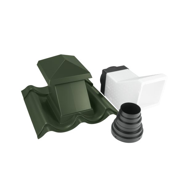 JA-Sanitärentlüfter, Typ 2/1060, DN=15-45° mit Isorohr, Farbe 11 nadelgrün
