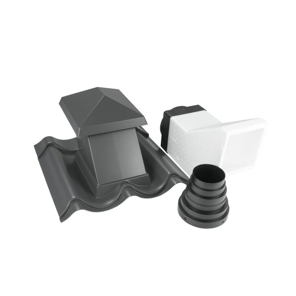 JA-Sanitärentlüfter, Typ 2/1060, DN=15-45° mit Isorohr, Farbe 23 dunkelgrau