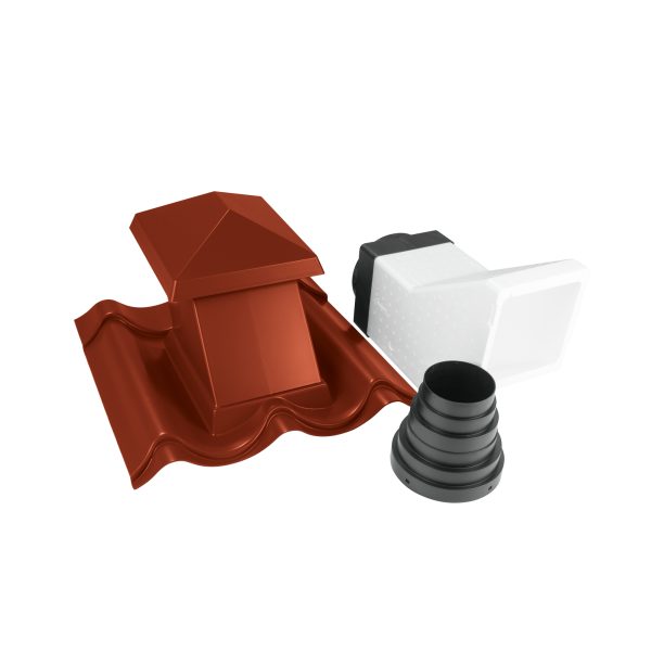 JA-Sanitärentlüfter, Typ 2/1060, DN=15-45° mit Isorohr, Farbe 29-rot