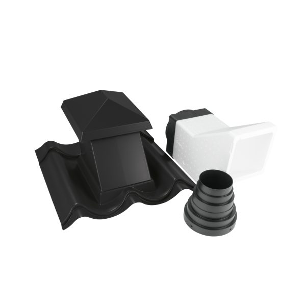 JA-Sanitärentlüfter, Typ 2/1060, DN=15-45° mit Isorohr, Farbe 33 schwarz