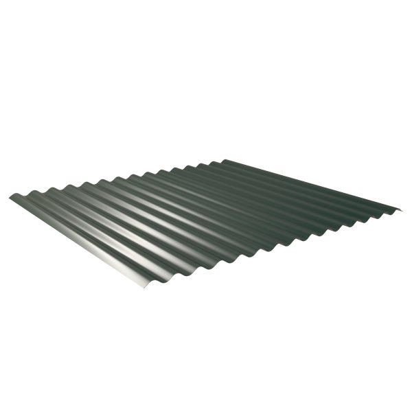 W-1/1064LA, RAL 6005-moosgrün Profil 76/18-Sinus, Aluminium D=0,70 mm, 25µm Polyester