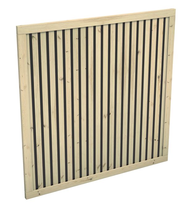 Almeria Sichtschutzaun, Fichte KDI-grün 180 x 180 cm, schwarze Schattennut VE = 012