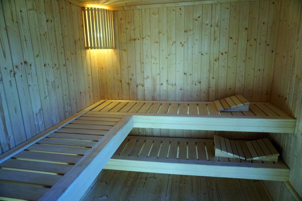 Element-Sauna MUSTA 200x396 cm RAL 9017 Anthrazit,3x Liegen,Ofenschutzgitter ohne Sauna-Ofen und Steuerung links – Bild 3