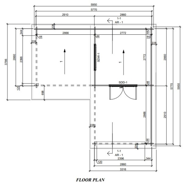 Blockhaus Plön 44 mm BB mit Fußboden 18 mm Flachdach o. Dachpappe – Bild 7