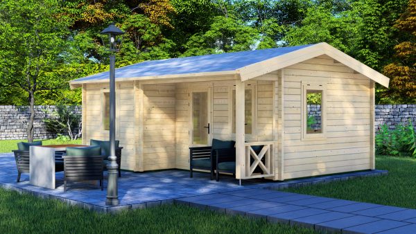 JODA Blockhaus KASSEL 68 mm Sockelmaß 577x452 Satteldach – Bild 4