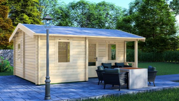 JODA Blockhaus KASSEL 68 mm Sockelmaß 577x452 Satteldach – Bild 2