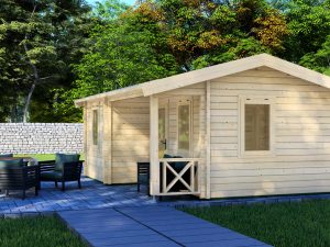 JODA Blockhaus KASSEL 68 mm Sockelmaß 577x452 Satteldach