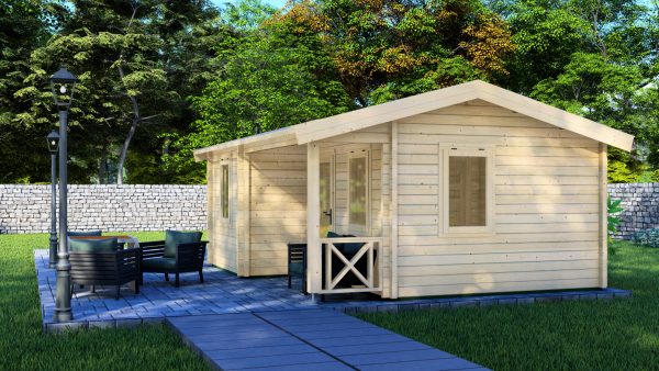 JODA Blockhaus KASSEL 68 mm Sockelmaß 577x452 Satteldach