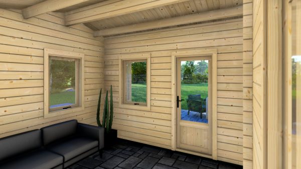 JODA Blockhaus KASSEL 68 mm Sockelmaß 577x452 Satteldach – Bild 6