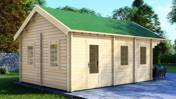 JODA Blockhaus MAINZ 68 mm Sockelmaß 432x577 cm Satteldach m. Schlafboden – Bild 3