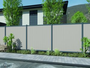 Kingston cWPC Systemzaun Beige Vertical (12 St./147 mm), inkl. Leisten VE = 000, 176 x 183 cm (B x H)