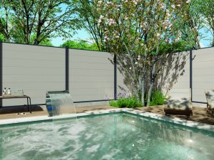 Kingston cWPC Systemzaun Beige XL (8 St./220 mm), inkl. Alu-Leisten VE = 000, 178 x 183 cm (B x H)