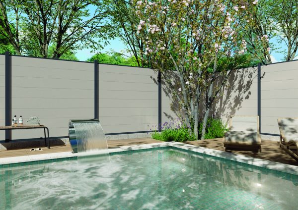 Kingston cWPC Systemzaun Beige XL (8 St./220 mm), inkl. Alu-Leisten VE = 000, 178 x 183 cm (B x H)