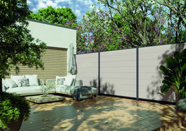 Kingston cWPC Systemzaun Beige XL (8 St./220 mm), inkl. Alu-Leisten VE = 000, 178 x 183 cm (B x H) – Bild 2