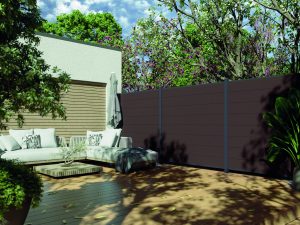 Kingston cWPC Systemzaun Dunkelbraun XL (8 St./220 mm), inkl. Alu-Leisten VE = 000, 178 x 183 cm (B x H)