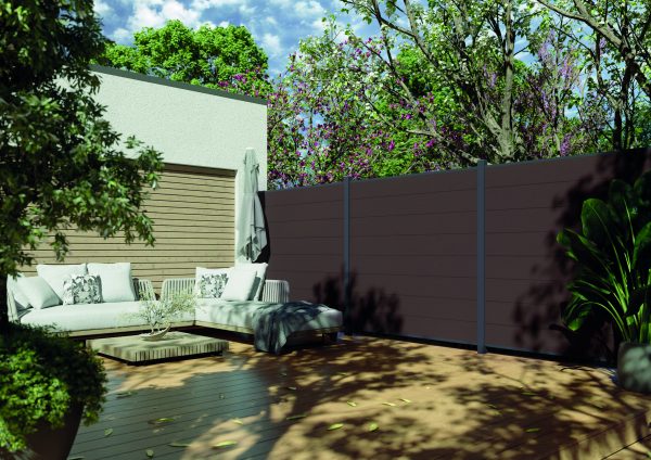 Kingston cWPC Systemzaun Dunkelbraun XL (8 St./220 mm), inkl. Alu-Leisten VE = 000, 178 x 183 cm (B x H)