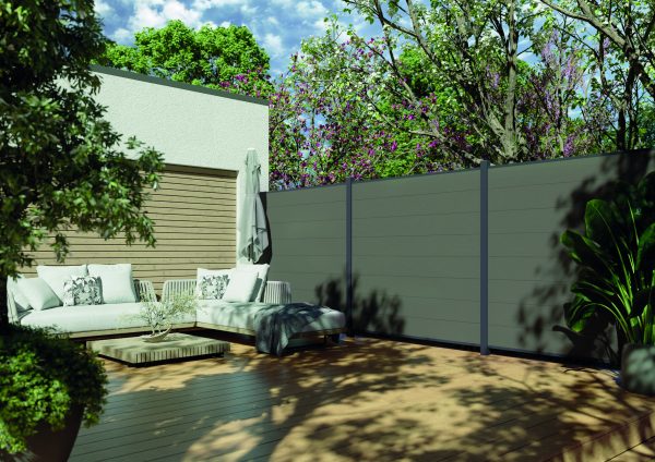 Kingston cWPC Systemzaun Steingrau XL (8 St./220 mm), inkl. Alu-Leisten VE = 000, 178 x 183 cm (B x H)