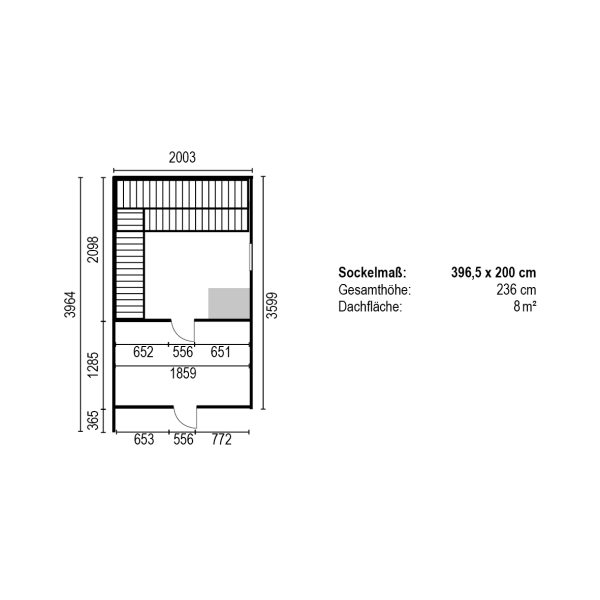 Element-Sauna MUSTA 200x396 cm RAL 9017 Anthrazit,3x Liegen,Ofenschutzgitter ohne Sauna-Ofen und Steuerung links – Bild 2