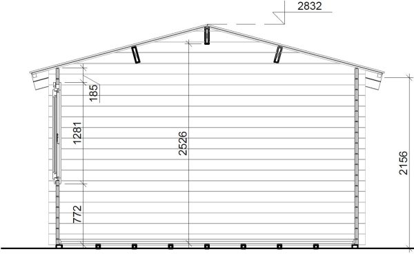 Blockhaus Dersau 44 mm BB mit Fußboden 18 mm Satteldach o. Dachpappe – Bild 7