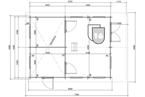 Sommerhaus Niobe 68 mm BB mit Fußboden 18 mm Satteldach o. Dachpappe – Bild 8