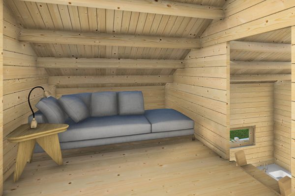 Sommerhaus Spreewald 68 mm BB mit Fußboden 18 mm Satteldach o. Dachpappe – Bild 6