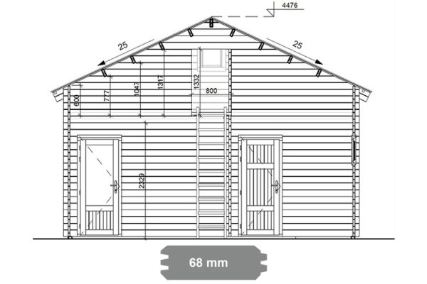 Sommerhaus Spreewald 68 mm BB mit Fußboden 18 mm Satteldach o. Dachpappe – Bild 8
