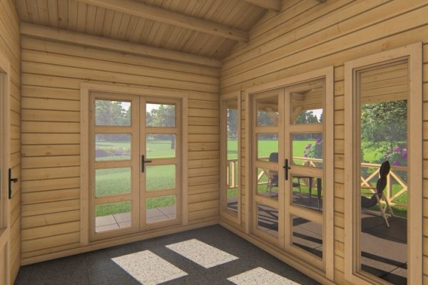 Sommerhaus Potsdam 68 mm BB mit Fußboden 18 mm Satteldach o. Dachpappe – Bild 2